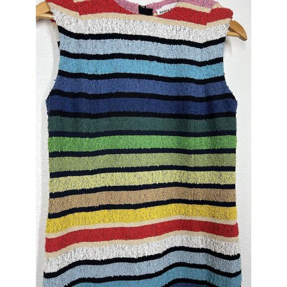 Sonia Rykiel Rainbow Striped Sheath Dress 36 French Terry Boucle US Small - Picture 2 of 7